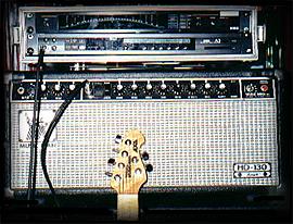 Music Man HD 130 amp head, Korg A3, Korg rack tuner